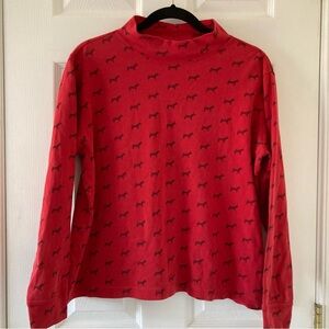 Lands’ End Dog Print Mockneck Shirt, size L